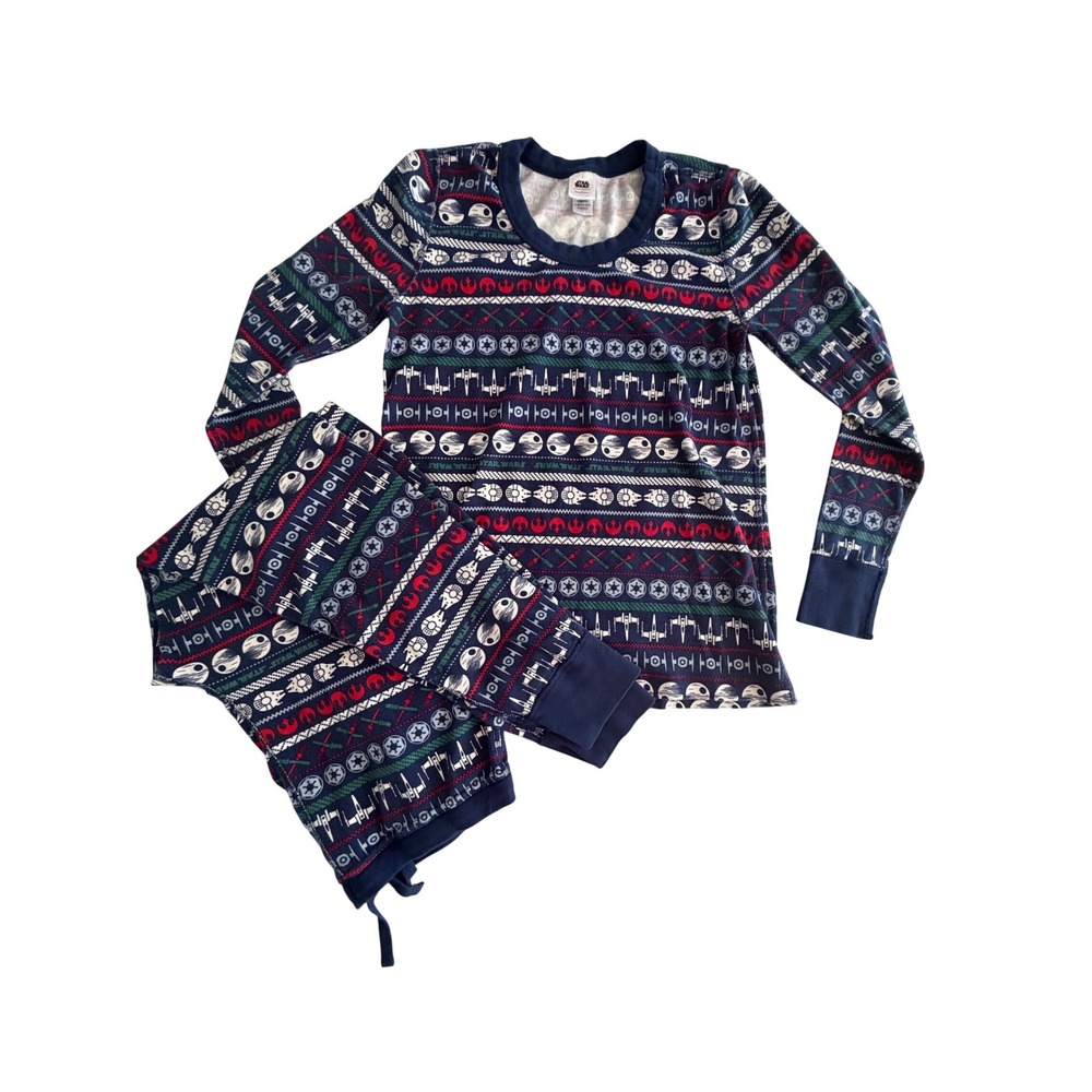 Hanna Andersson Star Wars Pajama Set Womens Large Organic Cotton Fair Isle Blue‎